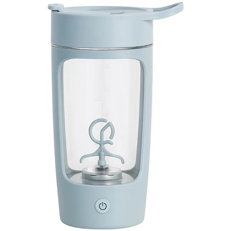 Portable juice blender in blue colour showing 650ml capacity markings and USB charging port
