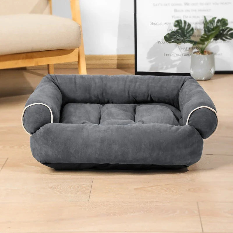 Cosy pet bed with plush fabric and high-elastic padding for cloud-like comfort and support