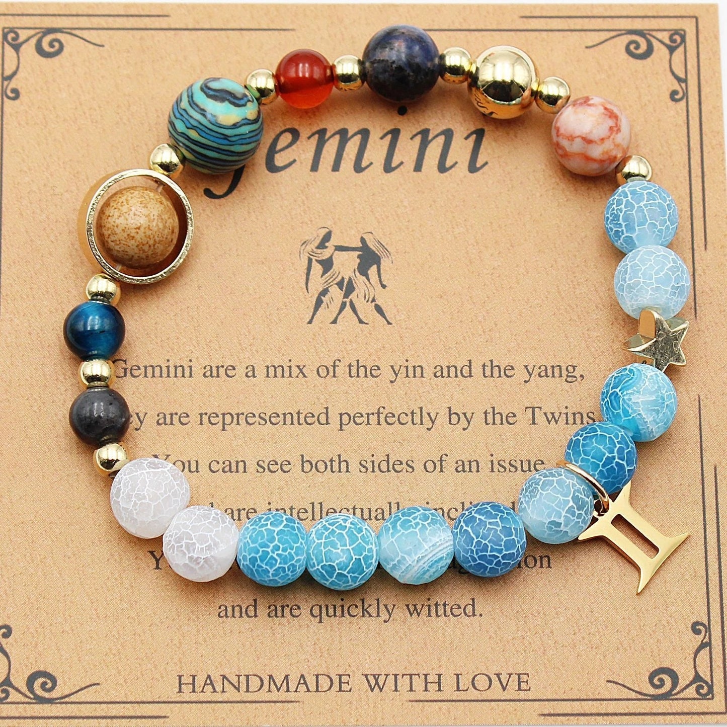 Handcrafted zodiac bracelets with natural stone beads and constellation designs