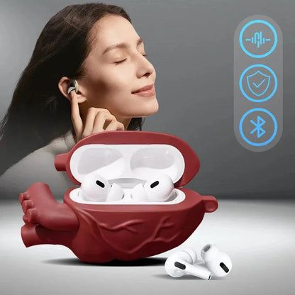 3D Heart Style Silicone Case for AirPods Pro and 3rd Generation in wine red and ivory white