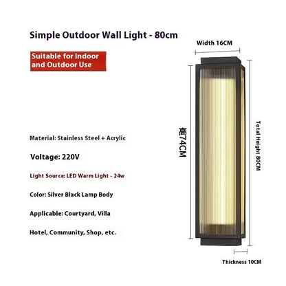 Stainless steel outdoor wall lamp for courtyard and garden lighting in four available sizes