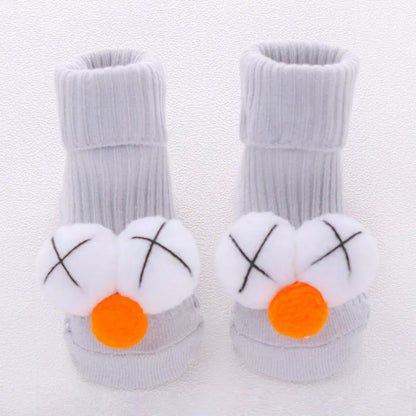 Cotton baby floor socks in multiple designs for infants aged 0-3 months