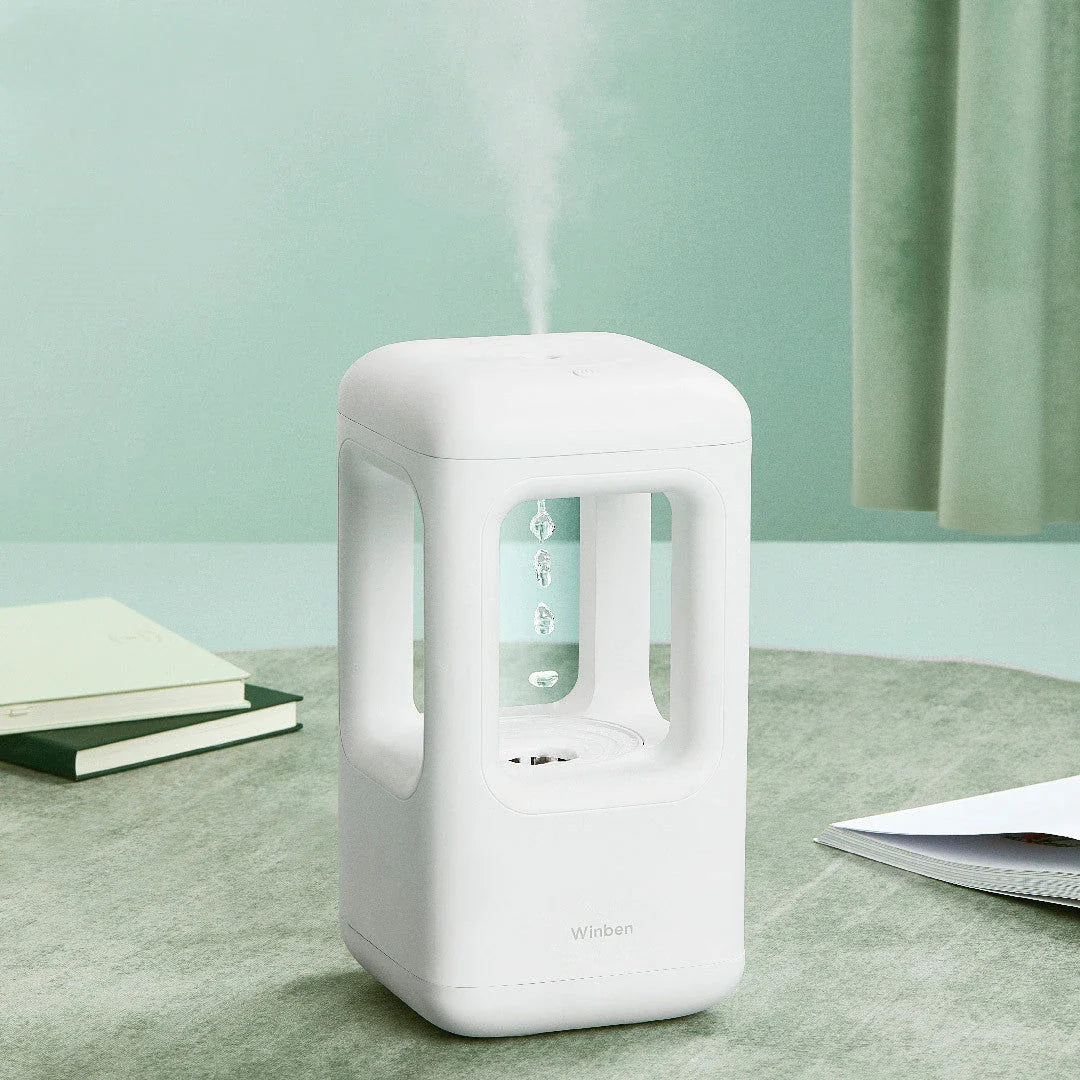 Whisper-Quiet Cool Mist Humidifier with Ambient Light - Premium Home Humidifier with Mesmerizing Droplet Backflow Design