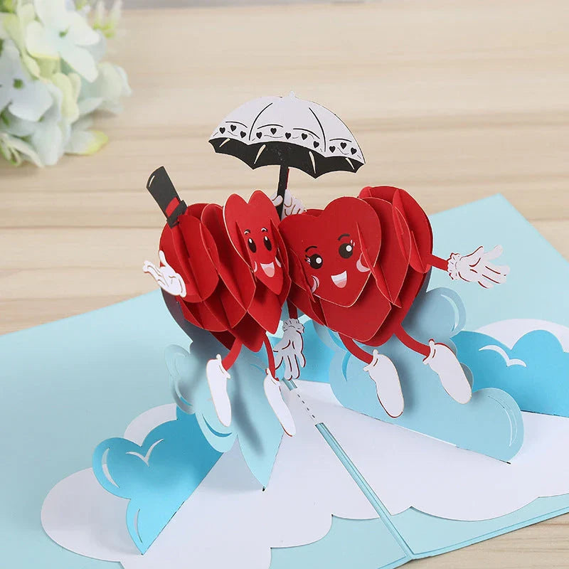 Exquisite 3D pop-up greeting cards for lovers, featuring a variety of romantic motifs like roses, landscapes, and couples.
