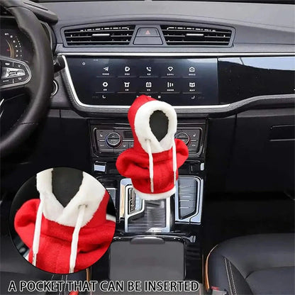 Christmas hoodie car gearshift cover in red and green