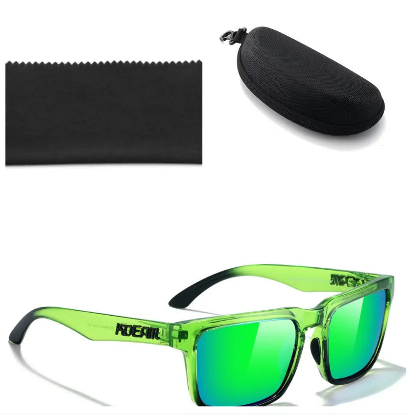 Square polarised sunglasses with TAC lenses and PC frames in multiple colour options.
