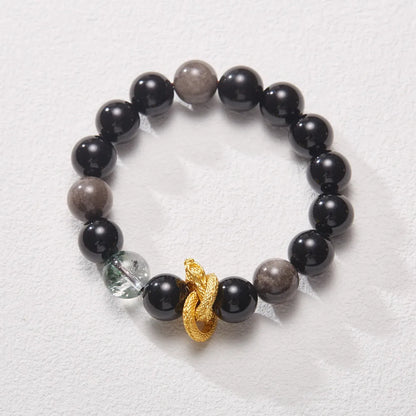 Purple ghost quartz bracelet with 10mm beads in retro unisex style