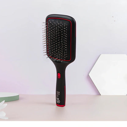 Black wireless straight hair comb with tourmaline ceramic 15mm heating elements and negative ion technology