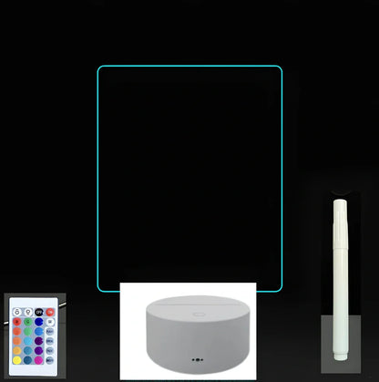 3D acrylic LED message board on black ABS base, 96cm x 40cm, with touch colourful lights and stylus