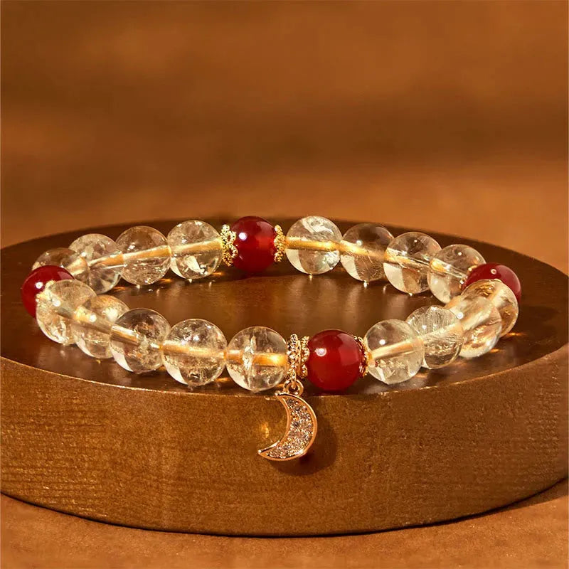 Handmade citrine red agate moon boom crystal bracelet for women.