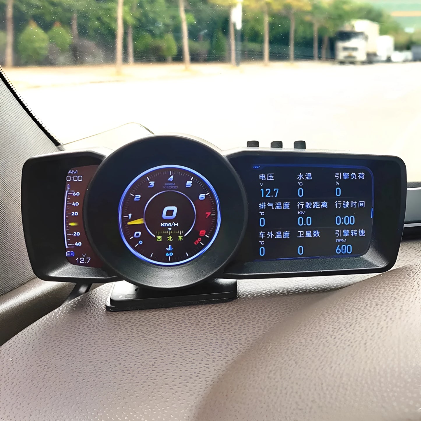 A600 OBDII driving computer with colour display showing vehicle data, GPS and BeiDou support