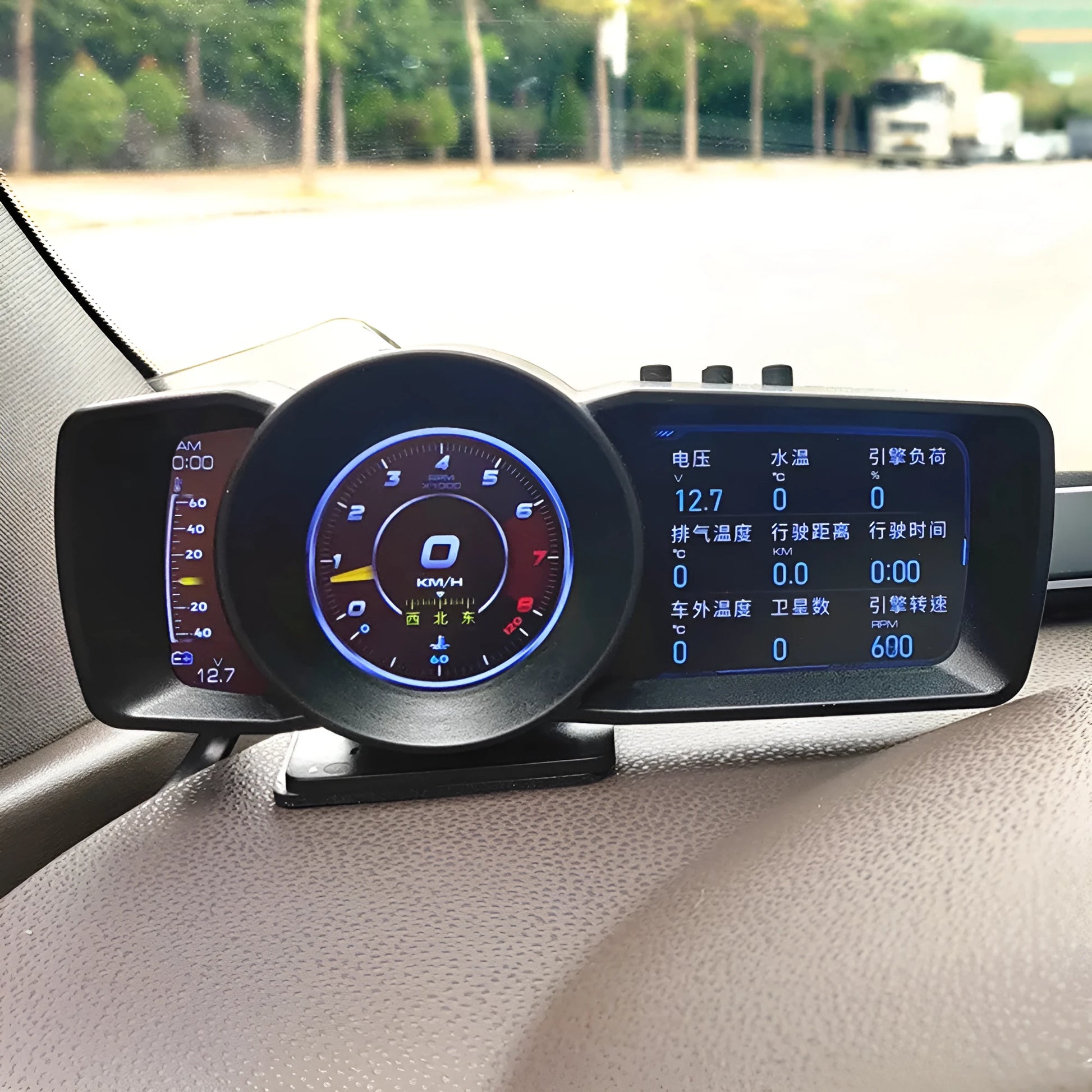 A600 OBDII driving computer with colour display showing vehicle data, GPS and BeiDou support
