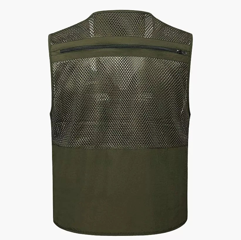 Multi-pocket men's professional photography vest in nylon, available in multiple colors and sizes