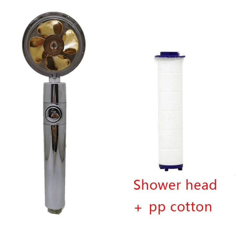 360° Rotating Shower Head with Built-In Fan - Premium ABS Plastic Construction, Water-Saving High-Pressure Spray