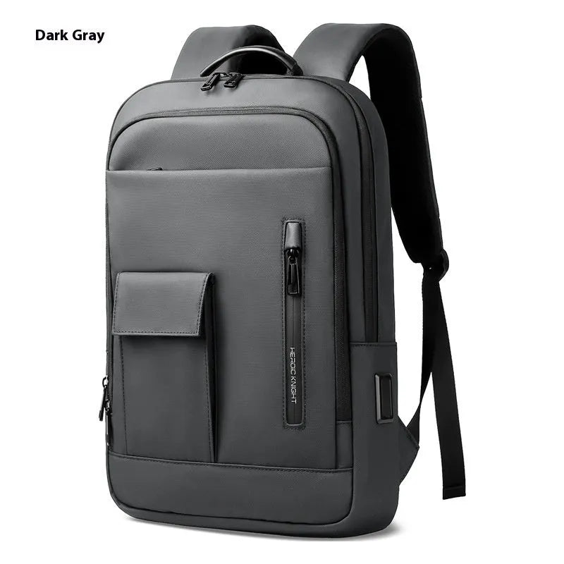 Men's lightweight Oxford cloth backpack in dark grey, olive green, blue or black for business travel