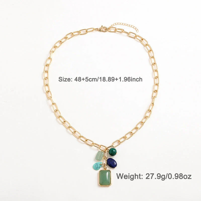 Elegant pendant necklace with a modern geometric design in vibrant colours, perfect for the discerning British woman.