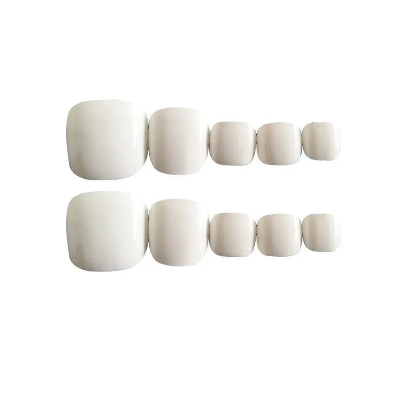 Starry Sky pattern false nails with white glue adhesive and solid white colour design