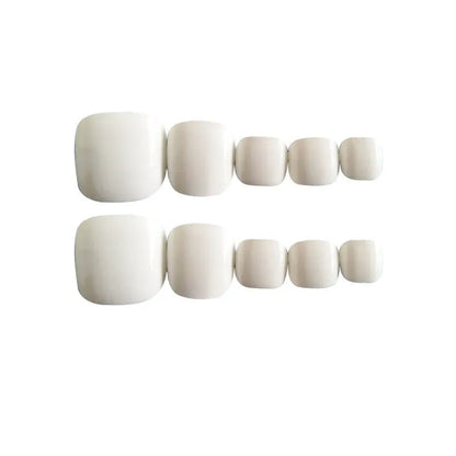 Starry Sky pattern false nails with white glue adhesive and solid white colour design