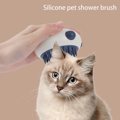 Panda-shaped silicone pet shower brush for dogs and cats in black colour with soft massage bristles