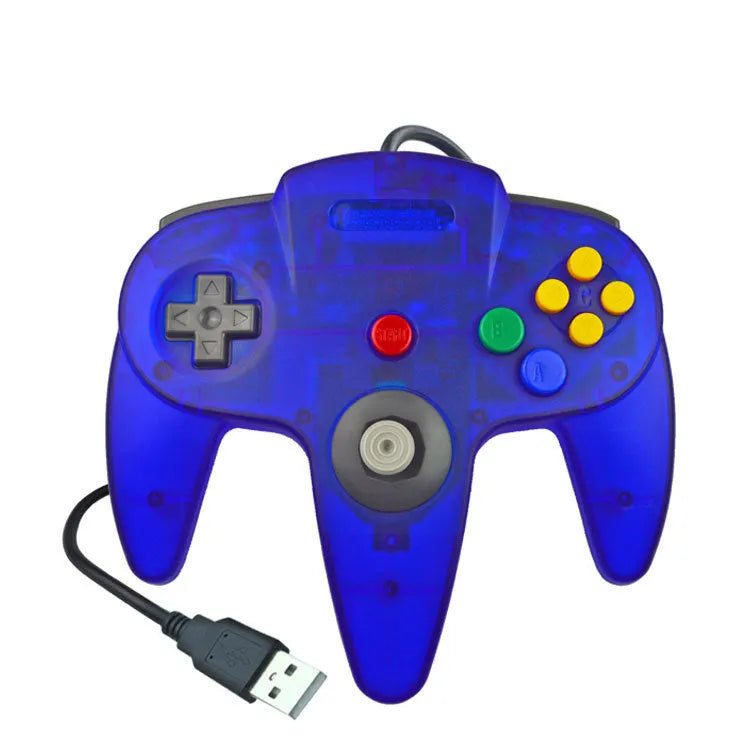 USB N64 game controller for PC with original Nintendo 64 three-pronged design and multiple colour options