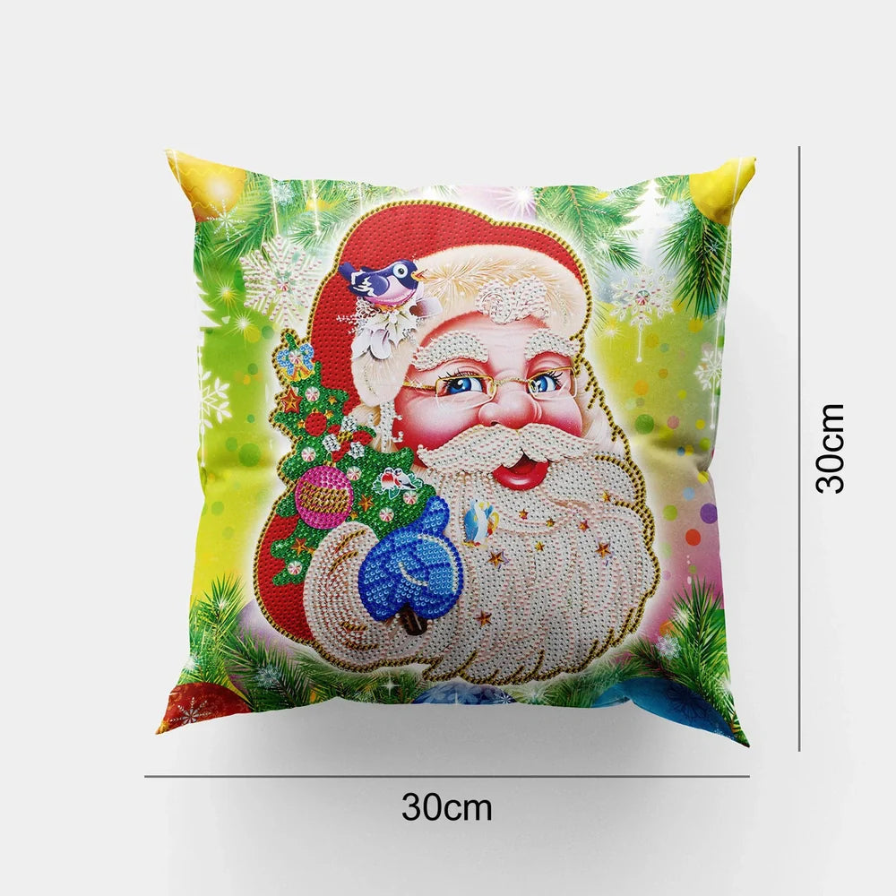 Handmade mandala pattern cushion cover with customisation kit including drill bag and assorted beads