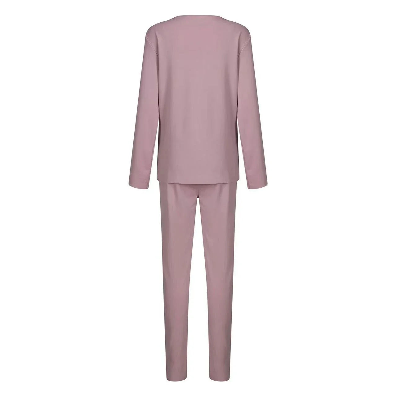 Cozy two-piece loungewear set for women in solid colors, featuring a crewneck top and drawstring-waist pants