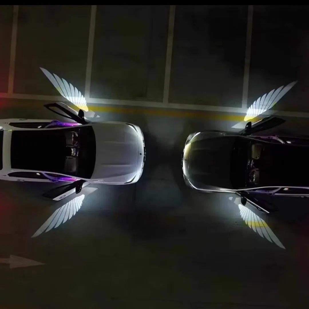 Car courtesy light with angel wings projection pattern and aluminium housing