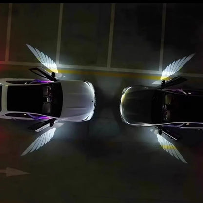 Car courtesy light with angel wings projection pattern and aluminium housing