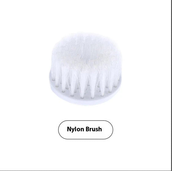 Cordless rechargeable electric cleaning brush with interchangeable brush heads for powerful scrubbing and versatile cleaning