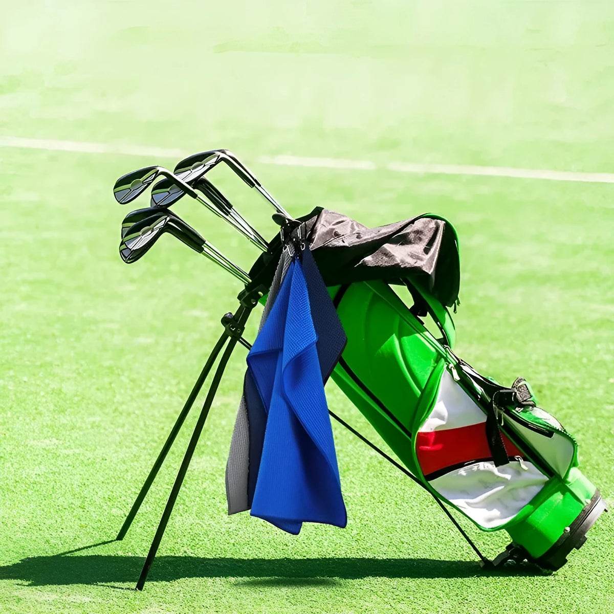 Waffle weave golf ball cleaning cloth in choice of colours with textured surface