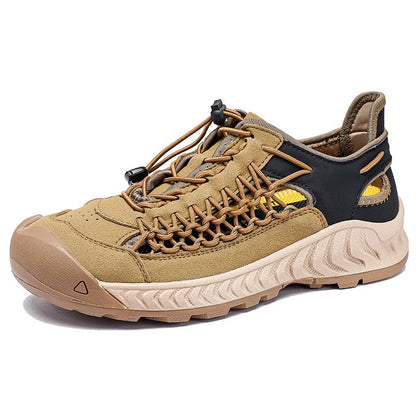 Men's hand-woven closed toe sandals with non-slip rubber soles in four colour options