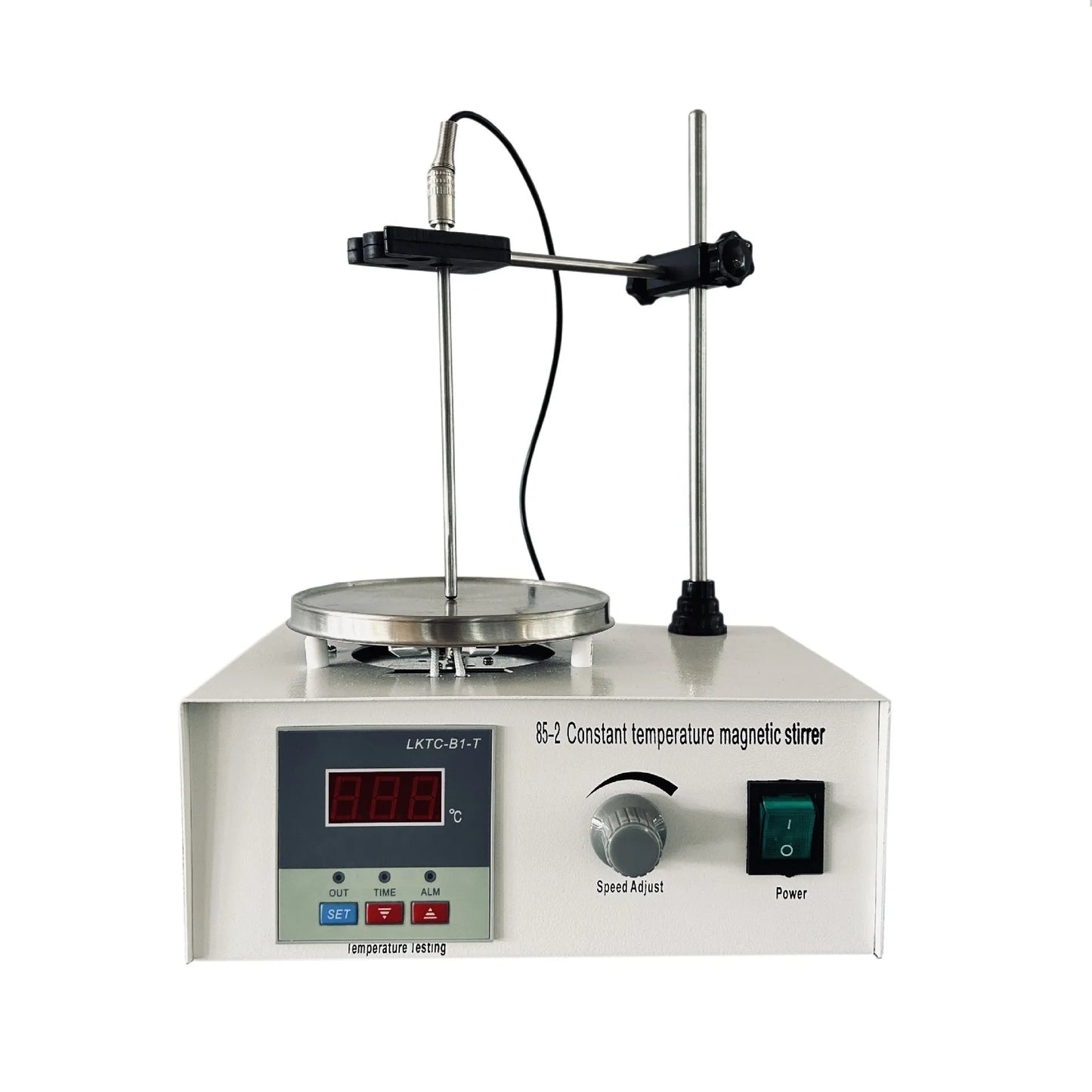 Digital display laboratory magnetic stirrer with heating plate, model XLD-85-2, on a benchtop.