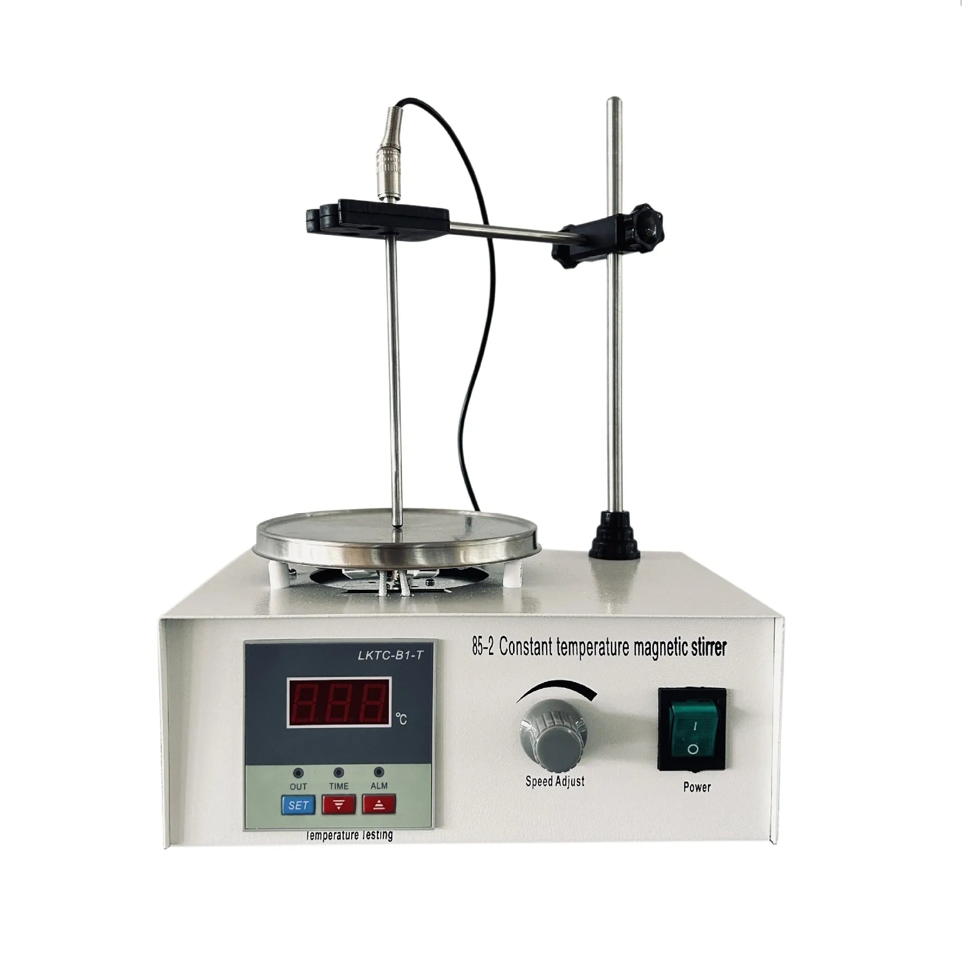 Digital display laboratory magnetic stirrer with heating plate, model XLD-85-2, on a benchtop.