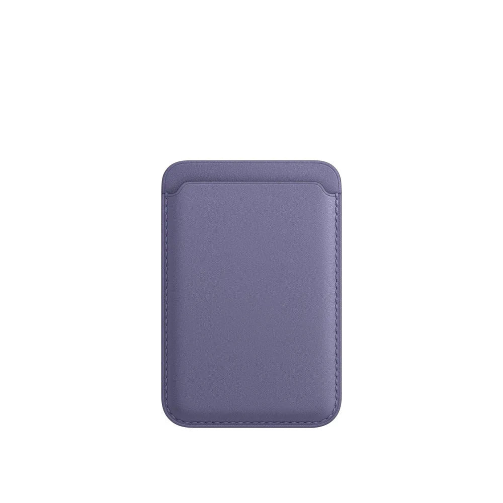 Black PU leather magnetic wallet phone case for iPhone with integrated card holder on MagSafe charger
