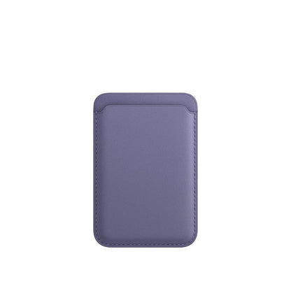 Black PU leather magnetic wallet phone case for iPhone with integrated card holder on MagSafe charger