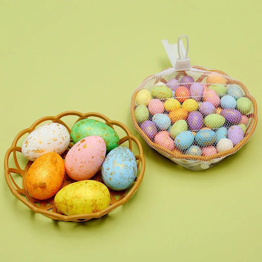 Colourful and vivid painted Easter egg ornaments in various sizes and styles, perfect for decorating Easter baskets, trees, and more.