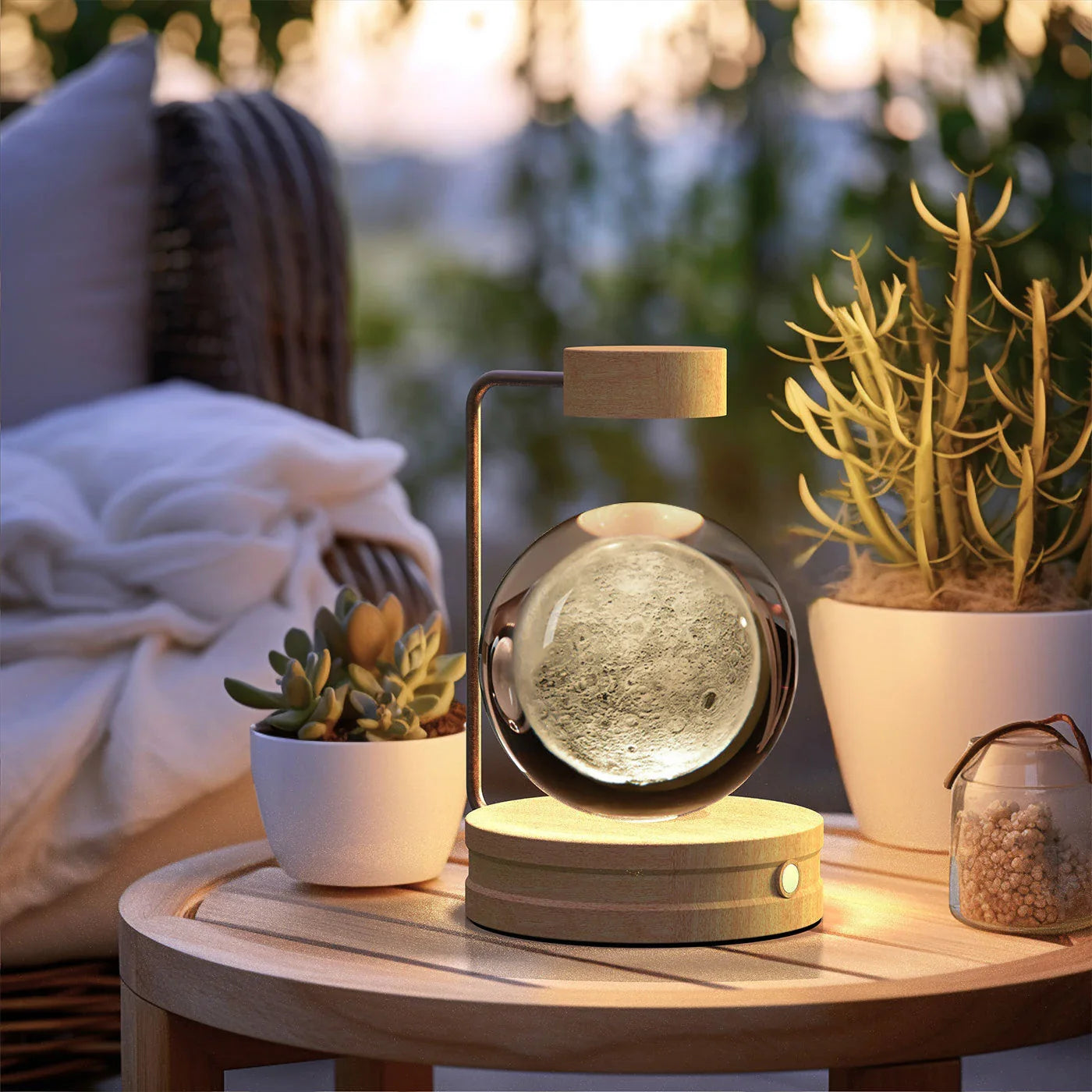 Crystal Ball Cosmic Dinosaur Indoor Night Light with USB Power and Warm Bedside Lighting