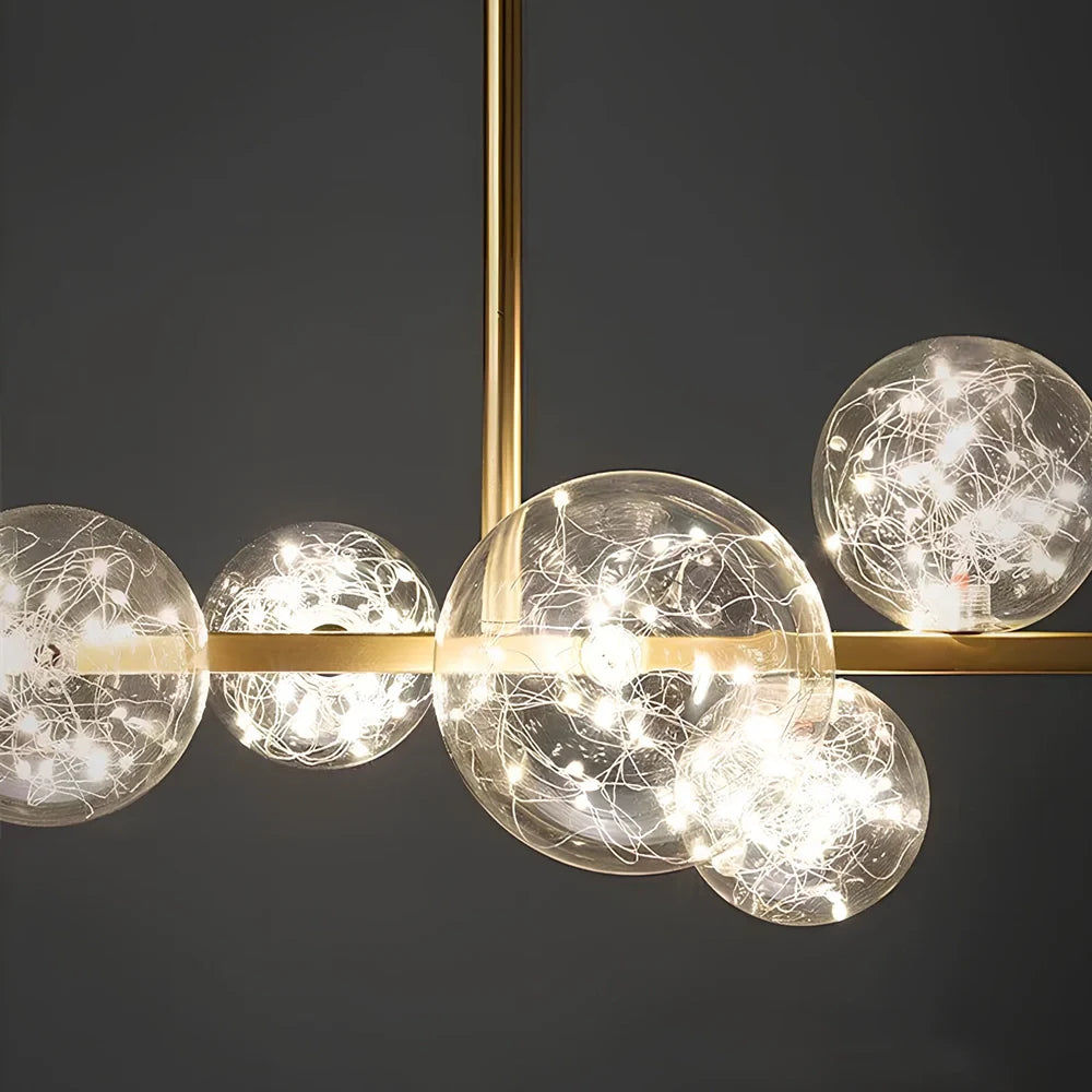 Modern glass chandelier with remote control and adjustable height setting for living room lighting