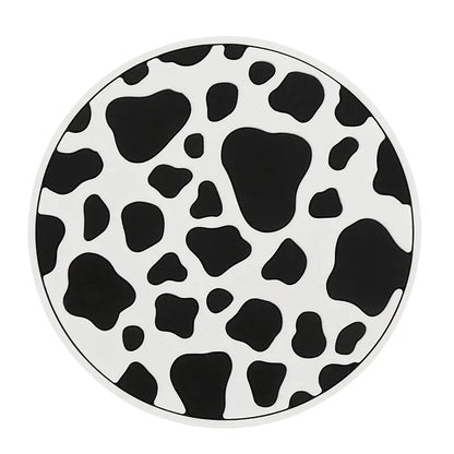 PVC plastic car cup holder mat with non-slip textured surface in black and white checkerboard pattern