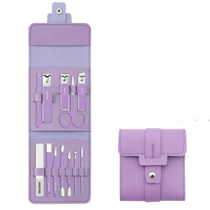 Premium 16-Piece Manicure Set with Stainless Steel Tools and Stylish PU Leather Case