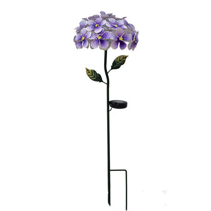 Solar-powered hydrangea garden lights in various colors placed outdoors to provide ambient lighting
