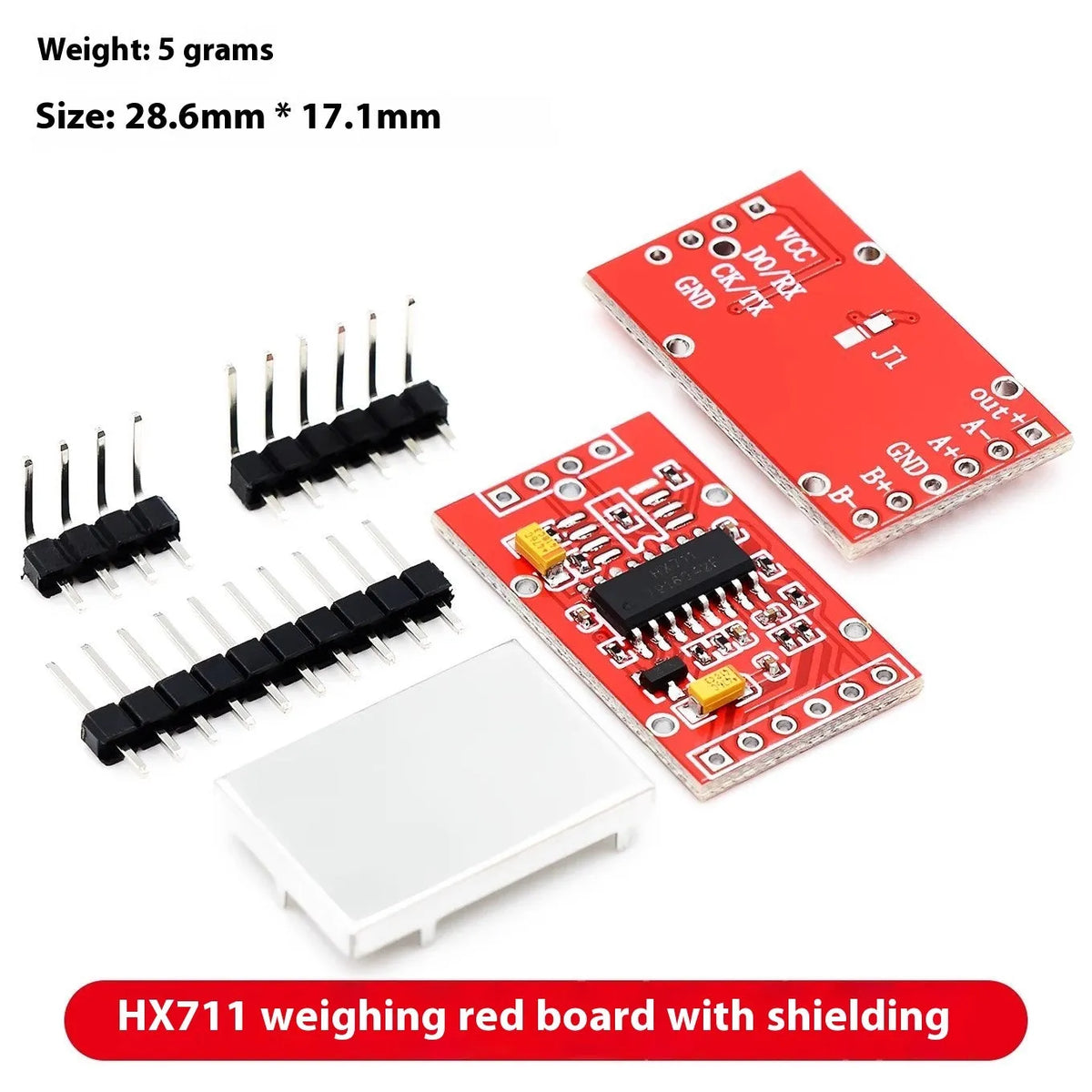 24-bit precision pressure sensor weighing module with IIC interface, shown in blue, green, purple or red board variants