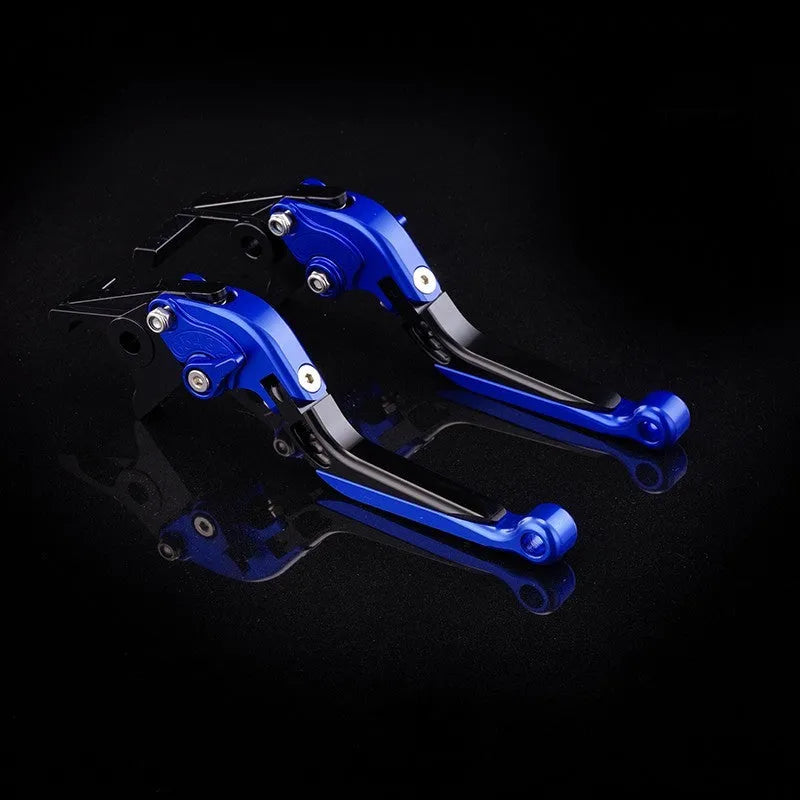 Pair of anodised metal bicycle brake horn handle levers with adjustable reach, shown in a two-tone colour finish.