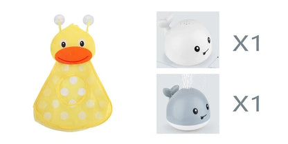 Electric induction whale spray toy for baby bath time with automatic water spray and flashing lights