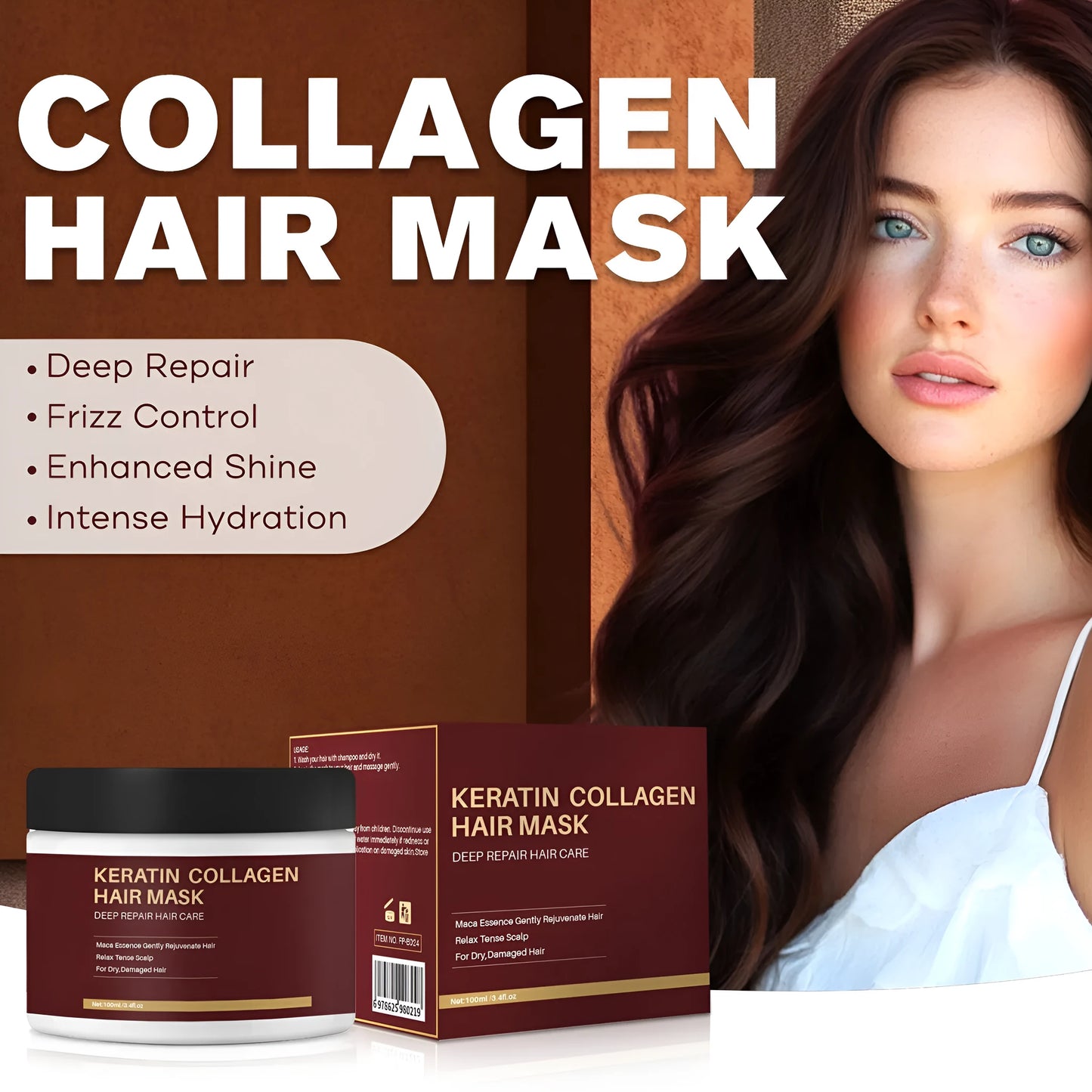 100ml collagen hair mask bottle for moisturising and repairing strong, tough hair