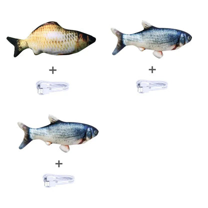 30cm multicolour electronic jumping fish cat toy with USB charging cable