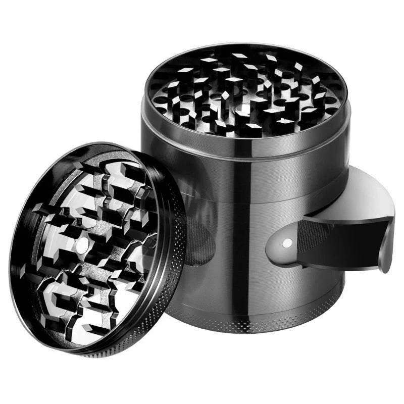 60mm zinc alloy herb grinder with neodymium magnet lid and windmill-style teeth