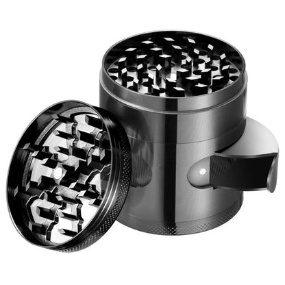 60mm zinc alloy herb grinder with neodymium magnet lid and windmill-style teeth