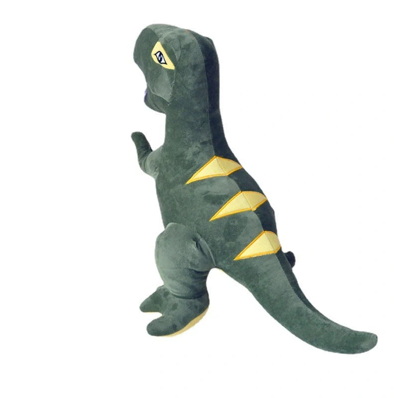 Green cartoon Tyrannosaurus dinosaur plush toy with reversible sequins