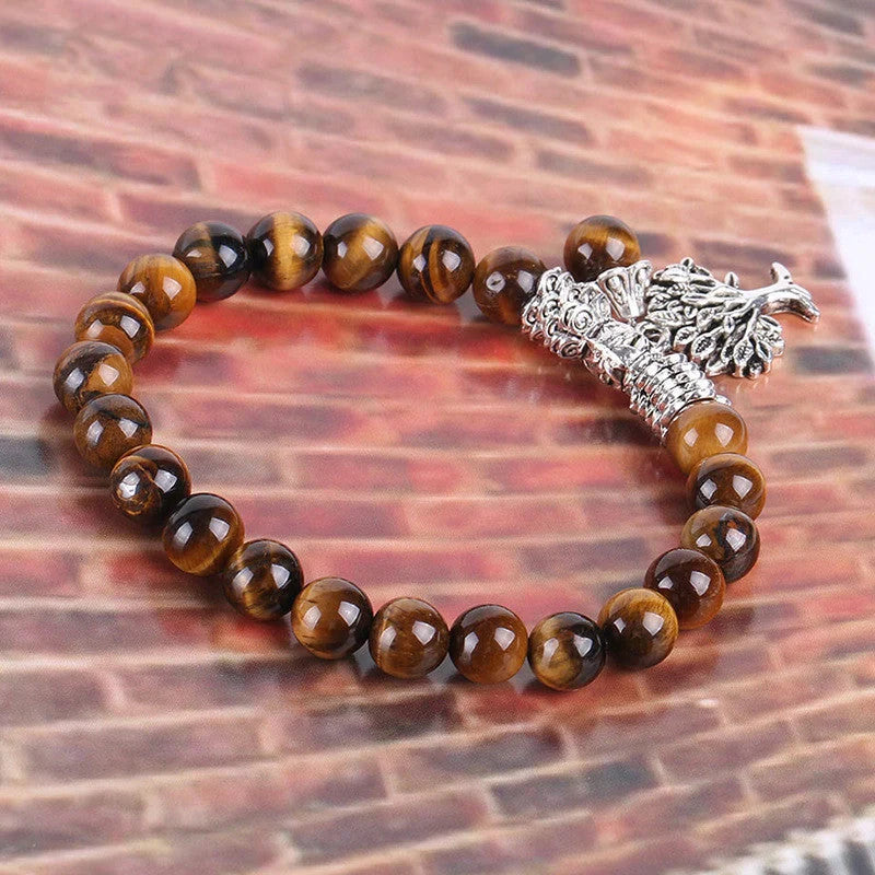 Elegant Tree of Life bracelet with genuine tiger's eye stone and ancient silver plating